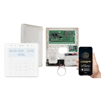 ZESTAW ALARMOWY SATEL INTEGRA 64 PLUS + INT-KSG2R-W + OPU-3P + AWT800 + 17Ah + INT-GSM LTE